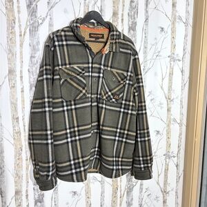 Realtree Men's Plaid Shirt Jacket - Black and Tan